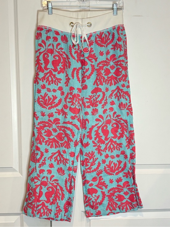 Lilly Pulitzer Pants - Lilly Pulitzer The Beach Pant Don't Be Shellfish Linen Aqua Coral M